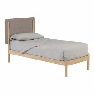 Szaro-naturalne łóżko z drewna kauczukowego ze stelażem 90x190 cm Shayndel – Kave Home obraz