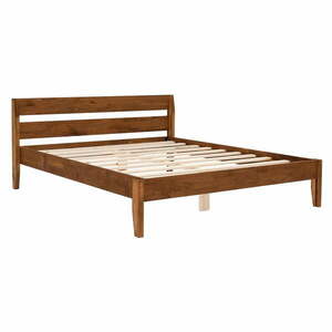 Ciemnobrązowe łóżko dwuosobowe z litego drewna świerkowego ze stelażem 160x200 cm Venus – Kalune Design obraz