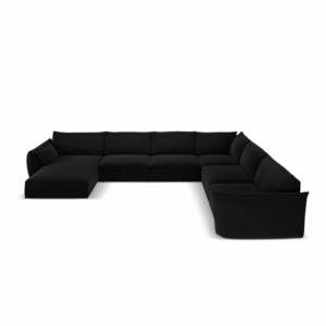 Czarny aksamitny narożnik (prawostronny/w kształcie litery U) Vanda – Mazzini Sofas obraz