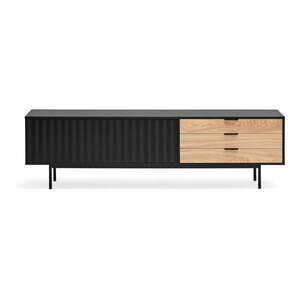 Czarno-naturalna szafka pod TV w dekorze dębu 180x52 cm Sierra – Teulat obraz