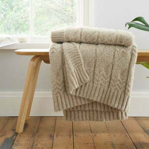 Beżowy koc dzianinowy 150x200 cm Cable Knit – Bianca obraz