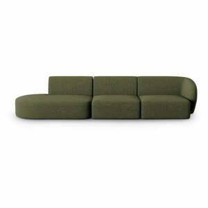 Zielona sofa z tkaniny szenilowej prawostronna 311 cm Paolo – Milo Casa obraz