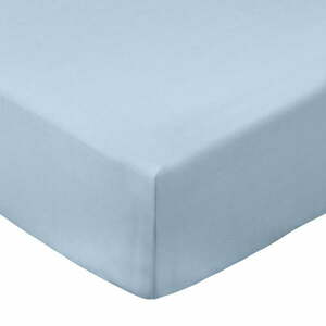 Niebieskie prześcieradło z perkalu bawełnianego z gumką 185x200 cm Cotton Percale – Bianca obraz