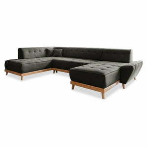 Ciemnoszara rozkładana sofa w kształcie litery "U" Miuform Dazzling Daisy, lewostronna obraz