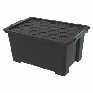 Czarny błyszczący pojemnik plastikowy z pokrywką Evo Safe − Rotho obraz