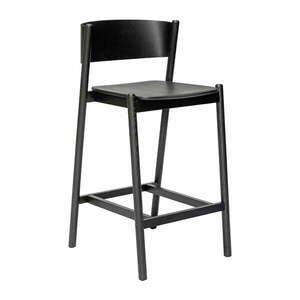 Czarny hoker w dekorze dębu (wysokość siedziska 75 cm) Oblique – Hübsch obraz