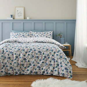 Biało-niebieska flanelowa pościel dwuosobowa 200x200 cm Ophelia Floral – Bianca obraz