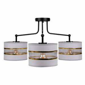 Biała lampa sufitowa z tekstylnym kloszem ø 20 cm Andy – Candellux Lighting obraz