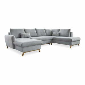 Jasnoszara rozkładana sofa w kształcie litery "U" Miuform Scandic Lagom, prawostronna obraz