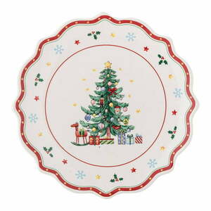 Czerwono-kremowy ceramiczny talerz do serwowania ze świątecznym motywem ø 17 cm Naive – Bloomingville obraz
