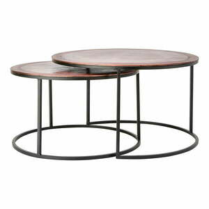 Miedziane metalowe okrągłe stoliki zestaw 2 szt. ø 75 cm Talca – Light & Living obraz