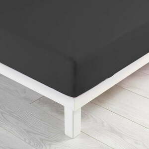 Antracytowe dżerzejowe prześcieradło z gumką 90x190 cm Jersy – douceur d'intérieur obraz