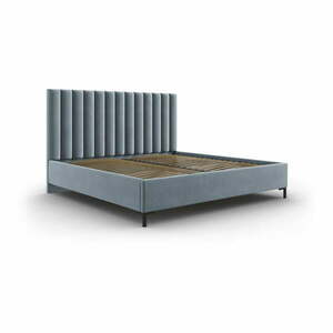 Jasnoniebieskie tapicerowane łóżko dwuosobowe ze schowkiem i stelażem 180x200 cm Casey – Mazzini Beds obraz