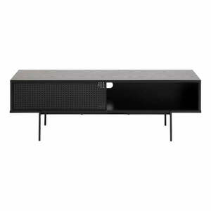 Czarna szafka pod TV w dekorze jesionu 140x45 cm Angus – Actona obraz