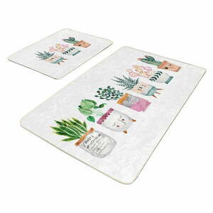 Białe aksamitne dywaniki łazienkowe zestaw 2 szt. 60x100 cm Succulent – Mila Home obraz