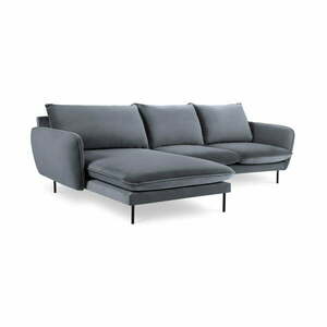 Szara narożna aksamitna sofa lewostronna Cosmopolitan Design Vienna obraz