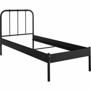 Czarne metalowe łóżko jednoosobowe bez stelaża 90x200 cm Aaron – Støraa obraz