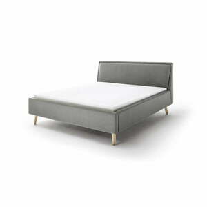 Jasnoszare tapicerowane łóżko dwuosobowe ze schowkiem i stelażem 160x200 cm Frieda – Meise Möbel obraz
