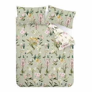 Jasnozielona bawełniana pościel jednoosobowa 135x200 cm Exotic Floral – RHS obraz