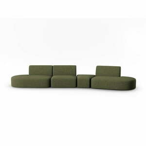 Zielona sofa z tkaniny szenilowej prawostronna 428 cm Paolo – Milo Casa obraz