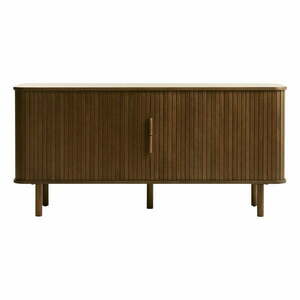 Brązowa niska komoda w dekorze dębu z drzwiami przesuwnymi 76x160 cm Cavo – Unique Furniture obraz