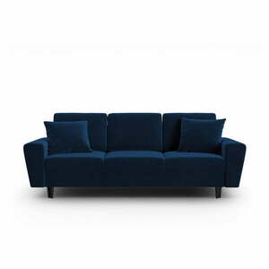 Niebieska aksamitna rozkładana sofa ze schowkiem 235 cm Kyoto – Cosmopolitan Design obraz