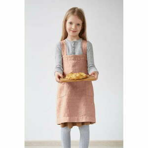 Dziecięcy pomarańczowy lniany fartuch Linen Tales Pinafore, 60x34 cm obraz