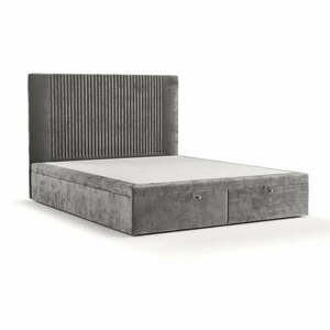 Szare tapicerowane łóżko dwuosobowe ze schowkiem 200x200 cm Mavel – Maison de Rêve obraz