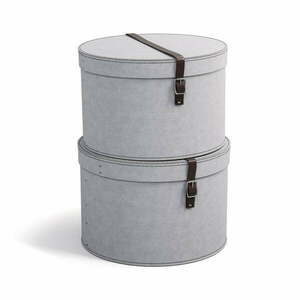 Jasnoszare kartonowe pojemniki z pokrywką zestaw 2 szt. ø 37, 5x25, 5 cm Rut – Bigso Box of Sweden obraz