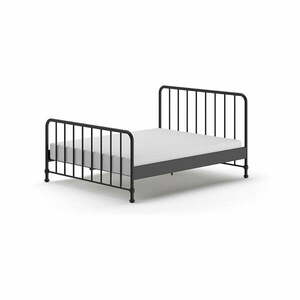 Czarne metalowe łóżko dwuosobowe ze stelażem 160x200 cm BRONXX – Vipack obraz