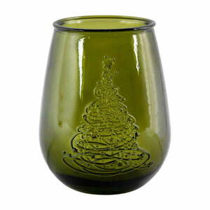 Zielony szklany wazon z motywem świątecznym Ego Dekor Arbol de Navidad, wys. 13 cm obraz