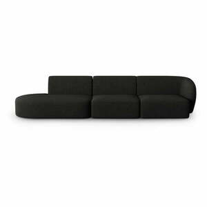 Czarna sofa z tkaniny szenilowej prawostronna 311 cm Paolo – Milo Casa obraz