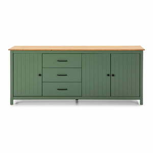 Zielono-naturalna niska komoda z litego drewna sosnowego 190x80 cm Miranda – Marckeric obraz