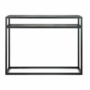 Czarna konsola z blatem z drewna dębowego 30x120 cm Daniël – Spinder Design obraz