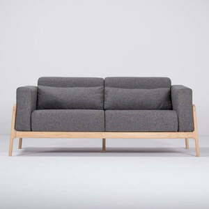 Ciemnoszara sofa z konstrukcją z litego drewna dębowego Gazzda Fawn, 180 cm obraz