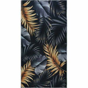 Dywan w ciemnoniebiesko-złotym kolorze odpowiedni do prania 80x150 cm Midnight Leaves – Vitaus obraz