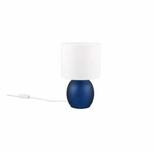 Biało-niebieska lampa stołowa z tekstylnym kloszem (wys. 29 cm) Vela – Trio obraz