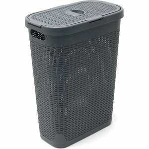 Szary kosz na pranie Addis Rattan Effect Slim Hamper, 40 l obraz