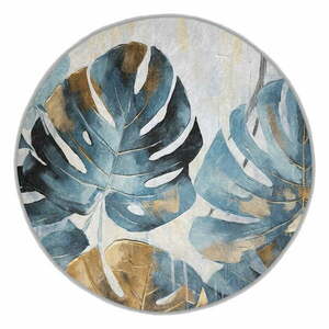 Niebieski okrągły dywan odpowiedni do prania ø 150 cm Golden Leaves – Mila Home obraz
