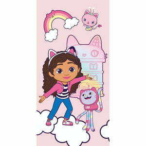 Różowy bawełniany ręcznik dziecięcy 70x140 cm Gabby´s Dollhouse – Jerry Fabrics obraz