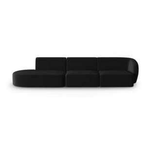 Czarna aksamitna sofa prawostronna 311 cm Paolo – Milo Casa obraz