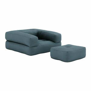 Rozkładany fotel z niebieskim obiciem Karup Design Cube Petrol Blue obraz