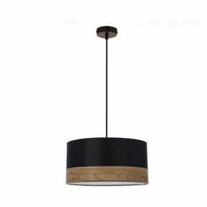 Czarna lampa wisząca z tekstylnym kloszem ø 30 cm Porto – Candellux Lighting obraz