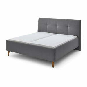 Szare tapicerowane łóżko dwuosobowe ze schowkiem i stelażem 180x200 cm Madea – Meise Möbel obraz