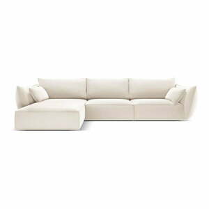 Beżowy aksamitny narożnik (lewostronny/z szezlongiem) Vanda – Mazzini Sofas obraz