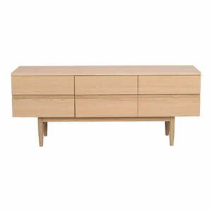 Naturalna szafka pod TV z litego drewna dębowego 135x55 cm Moresby – Rowico obraz