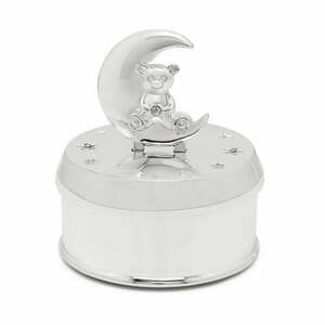 Metalowa pozytywka w kolorze srebra z połyskiem ø 7x8 cm Bear and Moon – Zilverstad obraz