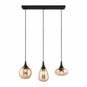 Czarno-pomarańczowa lampa wisząca ze szklanym kloszem Lumina – Trio obraz