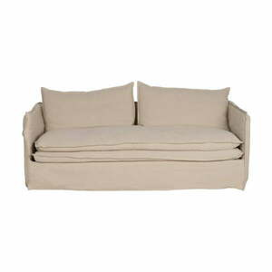 Kremowa lniana sofa 210 cm – Ixia obraz