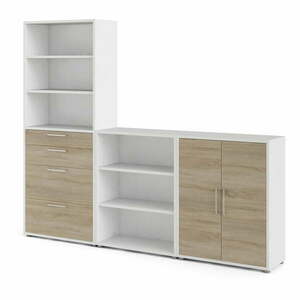 Biały regał modułowy w dekorze dębu 268x222 cm Prima – Tvilum obraz